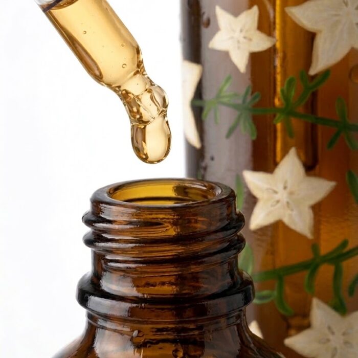 V Nat Sea Buckthorn Essential Oil texture close-up